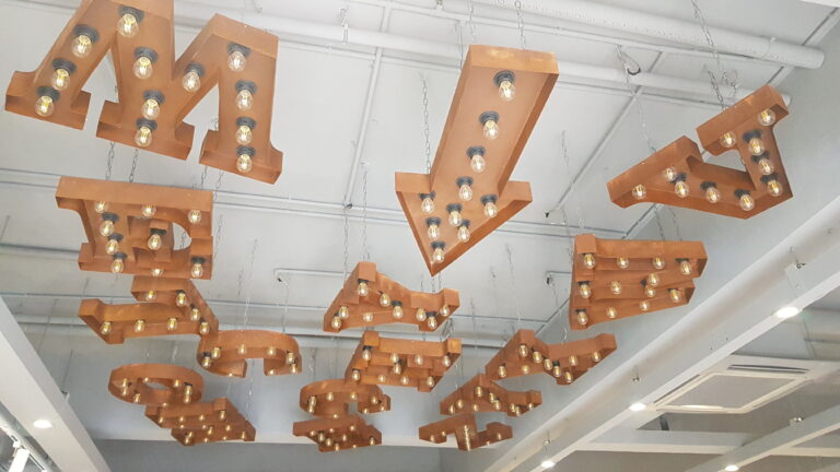 Touch Design Letters with light bulbs decoration