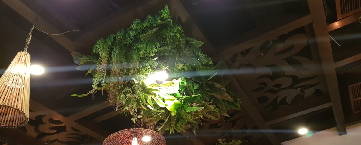 Touch Design ceiling light with decorative plants